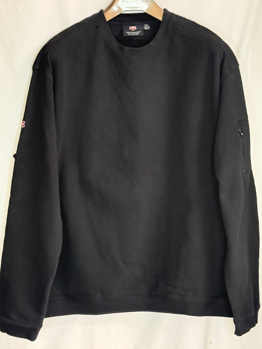 VTG Victorinox Men's French Terry Crew Neck Long Sleeves Pullover - Black - XXL